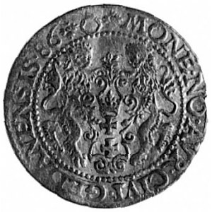 dukat 1586, Gdańsk, Aw: Popiersie i napis, Rw: Herb Gda...