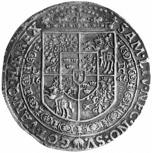talar 1646, Kraków, Aw: Popiersie i napis, Rw: Tarcza h...