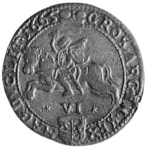 szóstak 1665, Wilno, Aw: Popiersie i napis, Rw: Pogoń i...