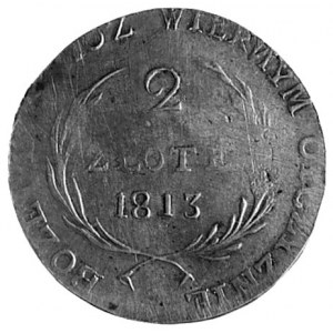 dwa złote 1813, Aw: Nominał i napis, Rw: Napis, Kop.43....