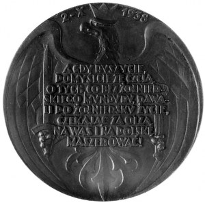 medal na zajęcie Zaolzia autorstwa H. Kuny, 1938r. Aw: ...