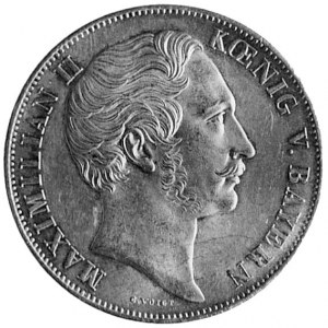 2 guldeny 1855, Monachium, Aw: Głowa i napis, Rw: Madon...