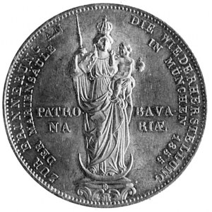 2 guldeny 1855, Monachium, Aw: Głowa i napis, Rw: Madon...