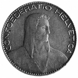 5 franków 1922, Berno, Aw: Tarcza herbowa, nominał i da...