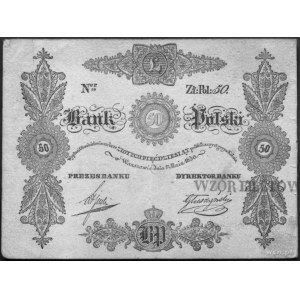 zestaw wzorów do druku banknotu 50 złotowego 1.05.1830:...