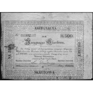 asygnata skarbowa na 500 złotych 2.07.1831, nr 587, pod...