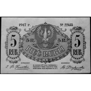 projekt awersu i rewersu banknotu 5 rublowego 1917, Kow...