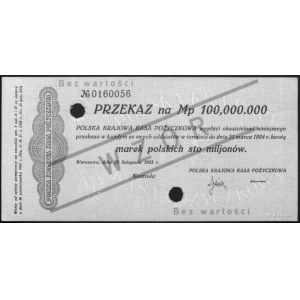 przekaz na 100 000.000 marek polskich 20.11.1923 No 016...
