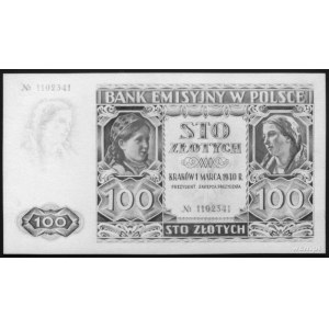 projekt banknotu 100 złotowego 1.03.1940 No 1102341, ry...