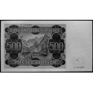 500 złotych 1.03.1940, a/ nr A 1312282, b/ nr B 1506001...