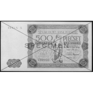 500 złotych 15.07.1947 SERIA X 789000, (przekreślony, n...