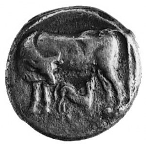 DYRRHACHIUM, AR stater (600 p.n.e.), Aw: Krowa w lewo i...