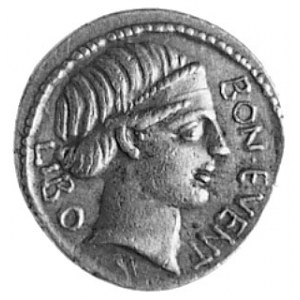 denar- L. Scribonius Libo (62 p.n.e.) Aw: Bonus Eventus...