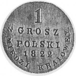 1 grosz 1822 z miedzi krajowej, Petersburg, Aw: Orzeł c...