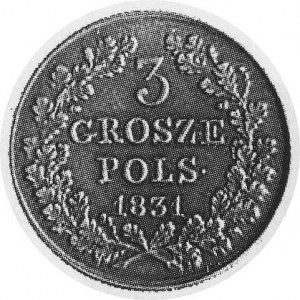 3 grosze (trojak) 1831, Warszawa, j.w., Plage 282, bard...
