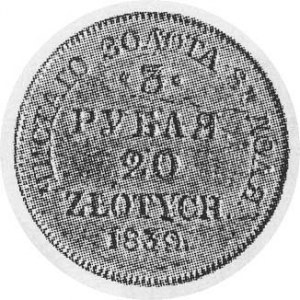 3 ruble= 20 złotych 1839, Warszawa, j.w., Plage 308 ( R...