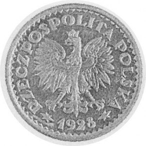 1 złoty 1928, nikiel, Aw: Orzeł, w otoku napis, Rw: W w...