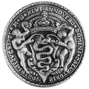 medal królowej Bony 1546, Aw: Popiersie królowej w czep...