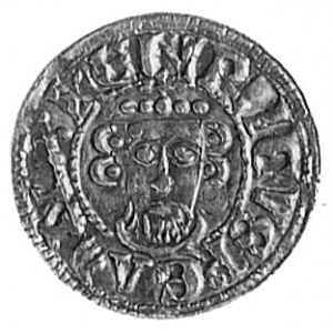 Henryk II (1180-1183), denar, Aw; Głowa w koronie na wp...