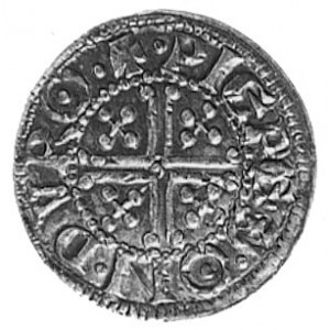 Henryk II (1180-1183), denar, Aw; Głowa w koronie na wp...