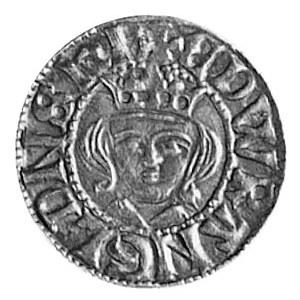 Edward II (1307-1327), denar, Aw: Głowa w koronie na wp...