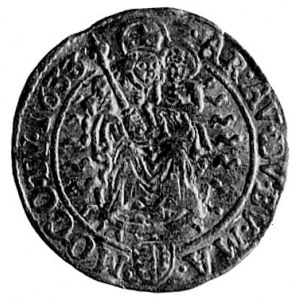 dukat 1633, Krzemnica, Aw: Stojący cesarz w zbroi, wokó...