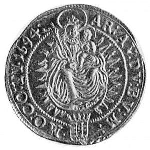 dukat 1694, Krzemnica, Aw: Stojący cesarz w zbroi i nap...