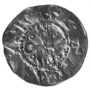 Henryk II, denar, Aw: Głowa w lewo i napis ..NRICV.. P,...