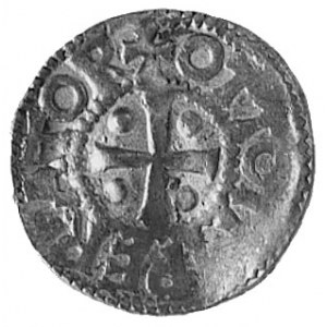 cesarz Otto II, denar, Aw: Krzyż, w polu 4 kulki, napis...