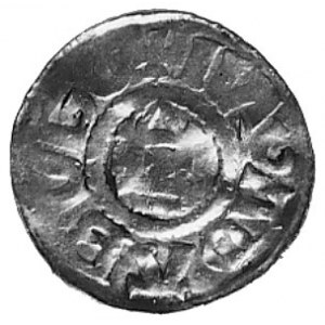 król Otto III, denar, Aw: Prosty krzyż równoramienny, w...