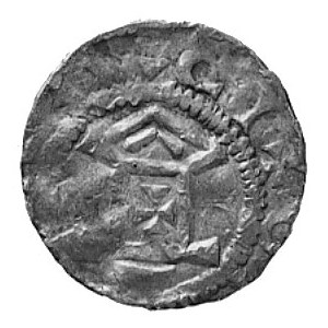 król Henryk II 1002-1004, denar, Aw: Krzyż i 4 kulki w ...