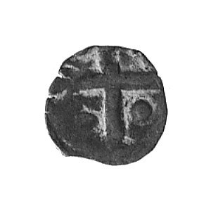denar jednostronny, Kamień, Aw: Krzyż i dwie kropki, Ko...