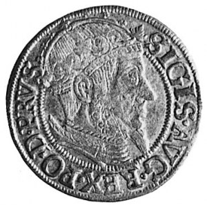 grosz 1557, Gdańsk, Aw: Popiersie i napis, Rw: Herb Gda...