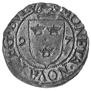 1/2 öre 1597, Stockholm, Aw: Herb Wazów, po bokach S-R ...