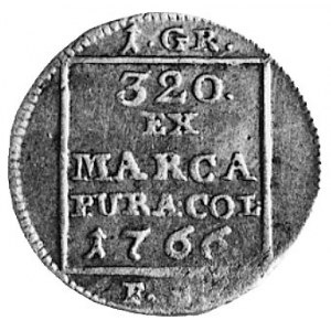 grosz srebrny 1766, Warszawa, Aw: Monogram królewski w ...