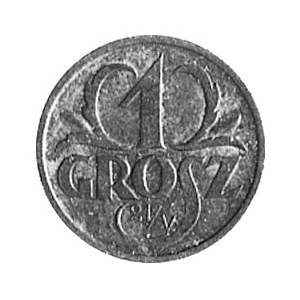 1 grosz 1925, jak moneta obiegowa, na rewersie 21/V, na...