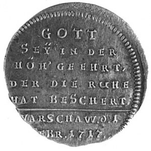 medal nie sygnowany wybity w 1717 r. w Saksonii na pami...