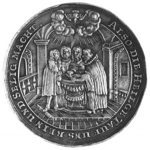 medal chrzcielny, sygnowany I K (Johann Kittel- koniec ...