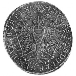 talar 1628, Aw: Herb miejski i napis, Rw: Orzeł cesarsk...