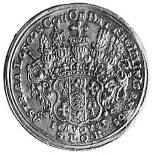 dukat 1753, Aw: Popiersie biskupa i napis, Rw: Tarcza h...