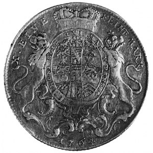 talar 1764, Aw: Popiersie i napis, Rw: Ozdobna tarcza h...