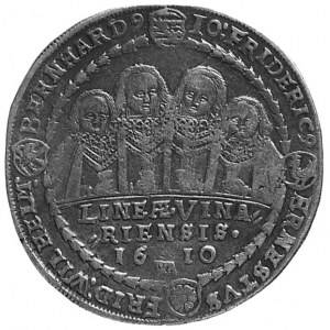 talar 1610, Aw: Popiersia 4 braci, w otoku napis i 3 ta...