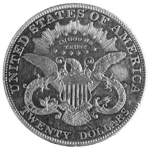 20 dolarów 1907, Filadelfia, Aw: Głowa Wolności, poniże...
