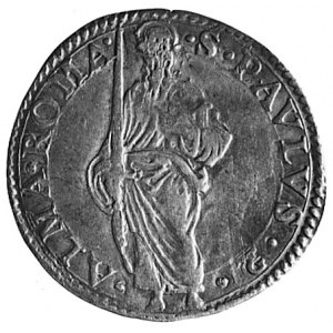 Paweł III 1534-1549, AR paolo, Aw: Tarcza herbowa i nap...