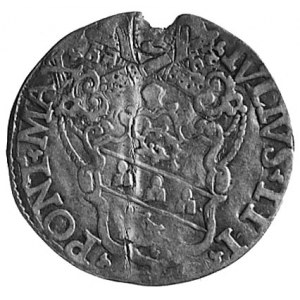 Juliusz III 1550-1555, AR giulio, Ancona, Aw: Tarcza he...