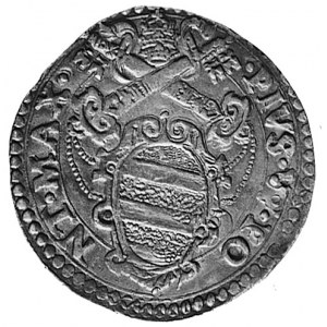 Pius V 1566-1572, AR teston, Ancona, Aw: Herb papieski ...