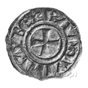 Baldwin III 1143-1163, denar, Aw: Krzyż i napis: BALDVI...
