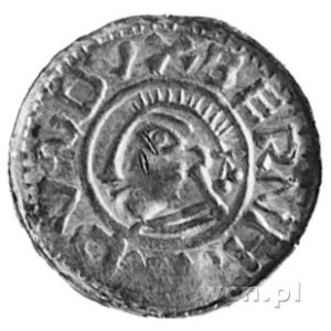 Bernhard I 973-1011, denar, Aw: Głowa w lewo, w otoku n...