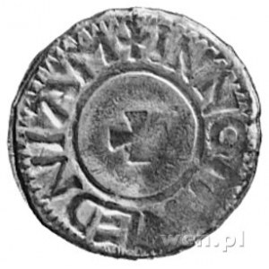 Bernhard I 973-1011, denar, Aw: Głowa w lewo, w otoku n...