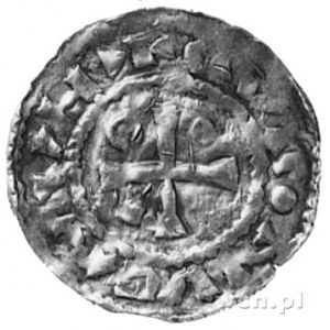 Henryk II Zgodny 955-976, Aw: Krzyż, w polu kulka, strz...